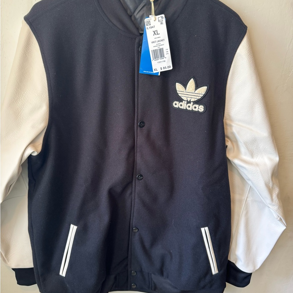 Adidas Originals Black and White Varsity Bomber Jacket